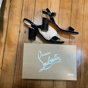 Christian Louboutin patent leather sandal block heels